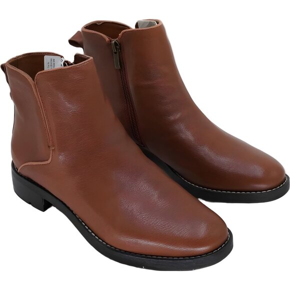 Franco Sarto Marcus Cognac Leather Ankle Booties Women US 9M - Picture 4 of 6